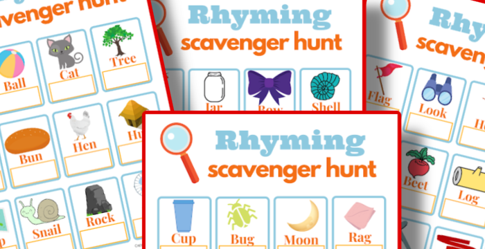 Printable Organized 31 Shop Rhyming Scavenger Hunt poster.