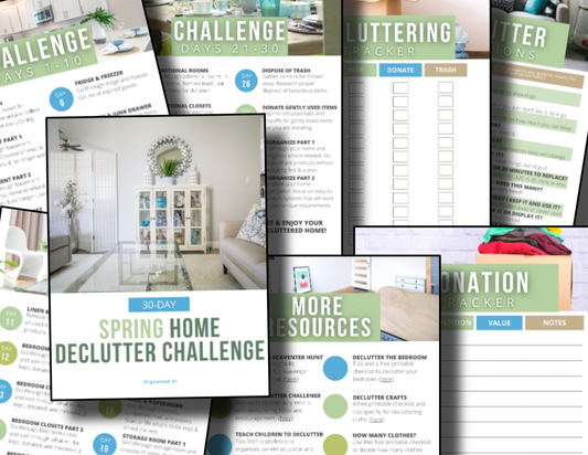 Printable Spring Home Declutter 30 Day Challenge for your home from Organized 31 Shop.
