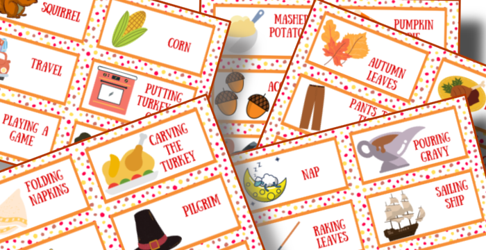 Get your hands on these free printable Thanksgiving Charades cards from Organized 31 Shop. Perfect for Thanksgiving games and a fun addition to any family gathering. Don't forget to sign up for our free newsletter for more holiday print.