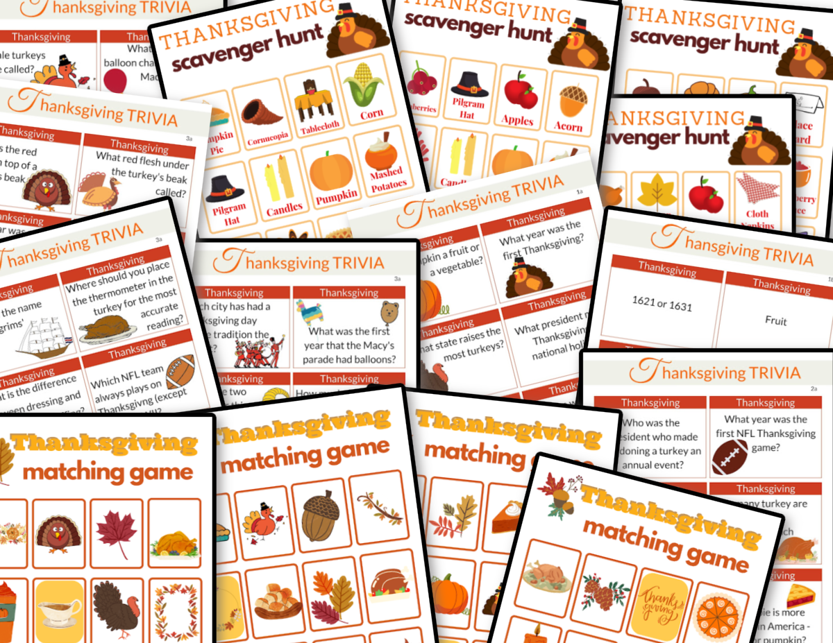 Printable Thanksgiving Fun Printables Bundle matching game from Organized 31 Shop.