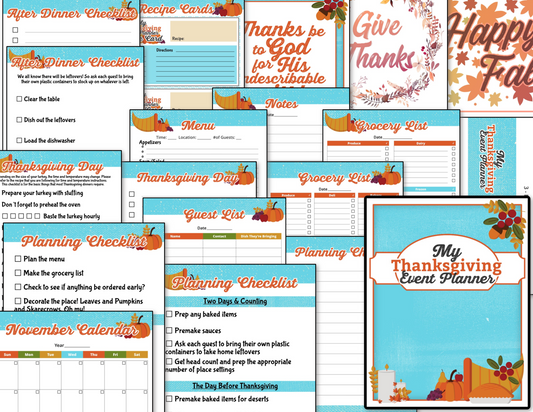 My Thanksgiving Planner Blue + Bonus by Organized 31 Shop printable.