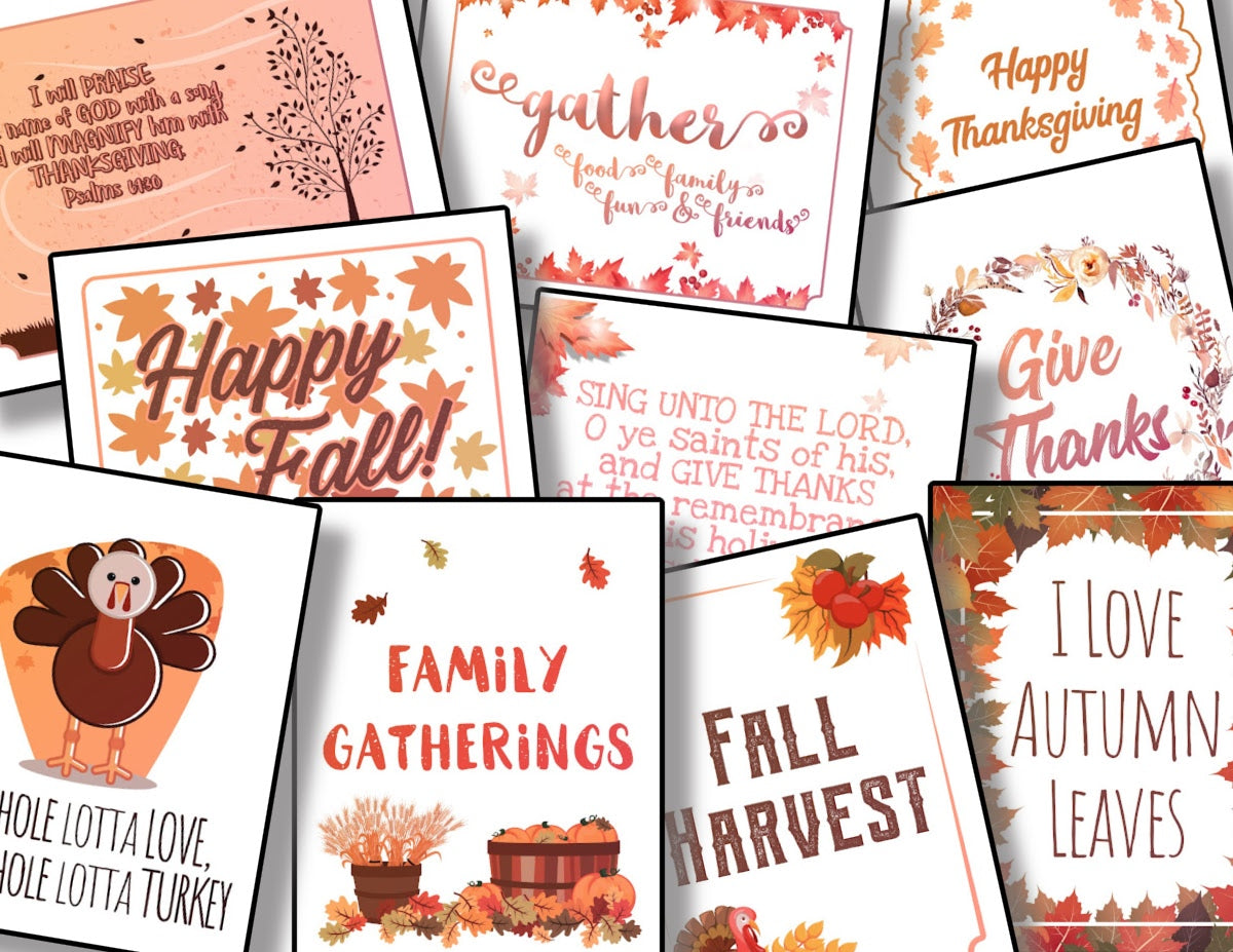 An Organized 31 Shop collection of Thanksgiving Planner Printables Bundle with different sayings.