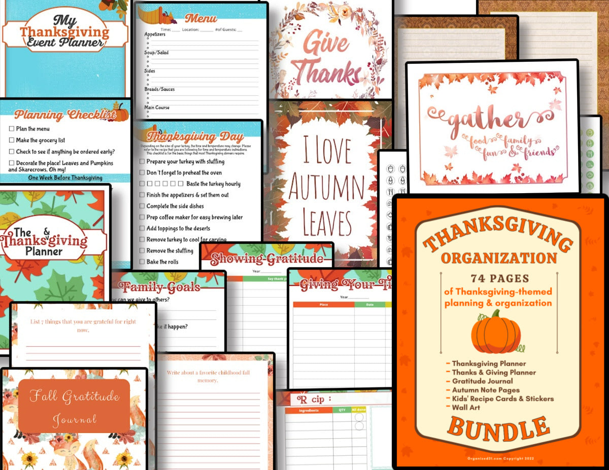 Organized 31 Shop's Thanksgiving Planner Printables Bundle.