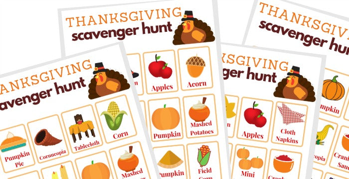 Organized 31 Shop Thanksgiving printable scavenger hunt.