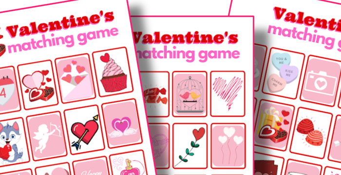Organized 31 Shop's Valentine's Memory Matching Game.