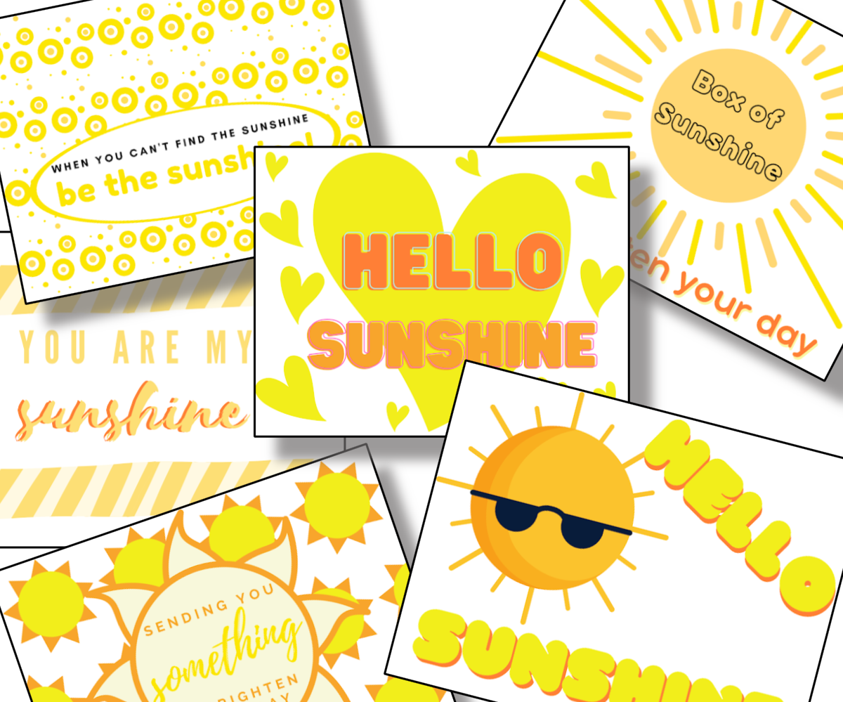 A collection of Sunshine Box Printables cards from Organized 31 Shop with the word sunshine on them.