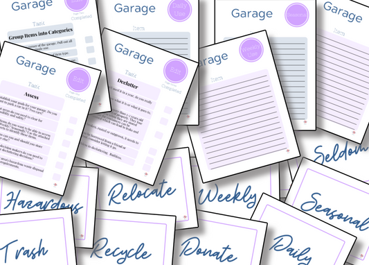 A collection of "How to Declutter the Garage" resources from the Organized 31 Shop to help declutter and organize your garage.