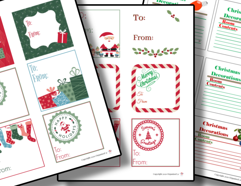 Organized 31 Shop's Christmas Printables Bundle includes printable Christmas gift tags.